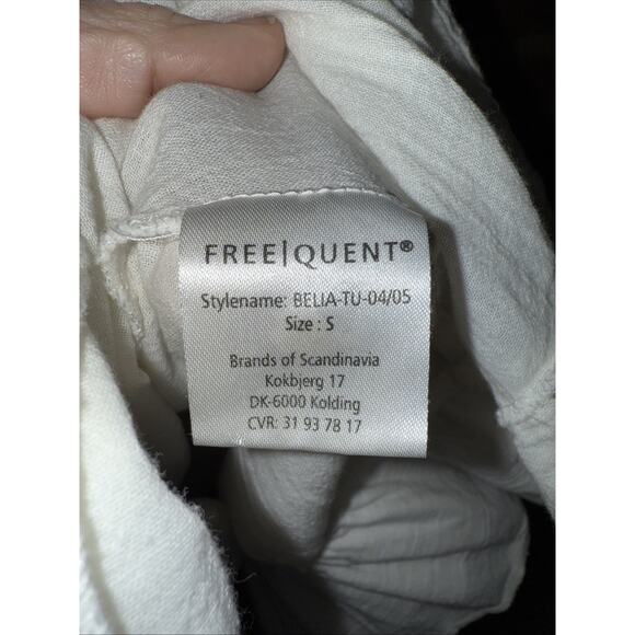 FREE/QUENT Dress Cream Dress 100% Cotton Scandi Boho Girl Sz S Peasant Ruffle - Picture 7 of 8